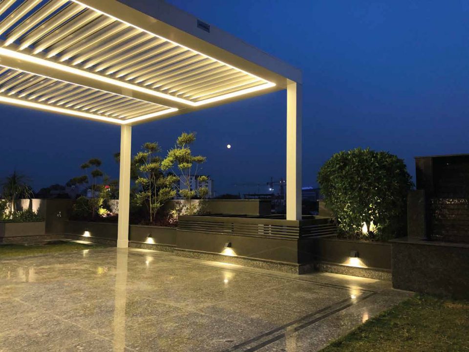 Automatic Louvered Roof hat converts a solid waterproof roof into a Pergola-style roof with light, ventilation